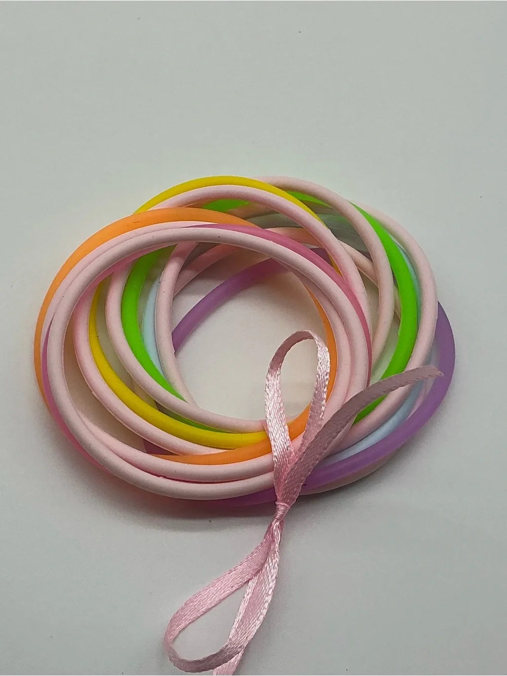 Pastel Pink and Pastel Rainbow 80s Barrettes & 12 Jelly Bracelets